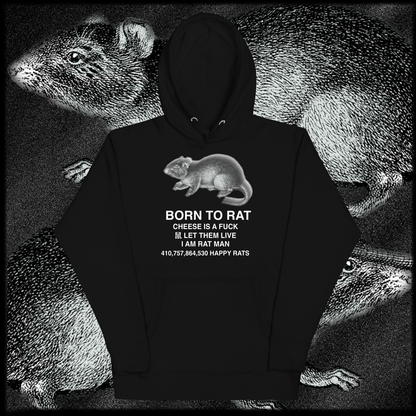 born to rat hoodie (black version)